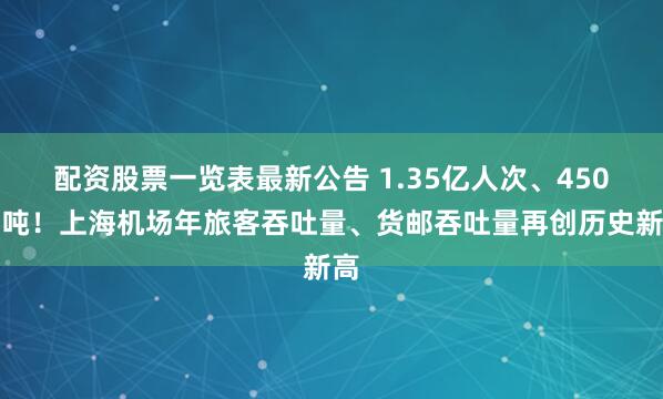 配资股票一览表最新公告 1.35亿人次、450万吨！上海机场年旅客吞吐量、货邮吞吐量再创历史新高